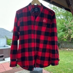Plaid Flannel, Red and Black Plaid Maker’s Mark Flannel Size Unisex Medium